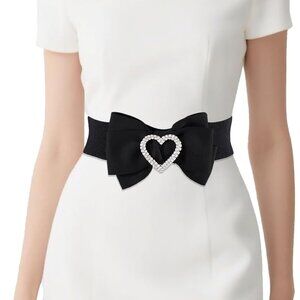 Women’s Elastic Rhinestone Bow Belt Stretch Dress Waist Accessory